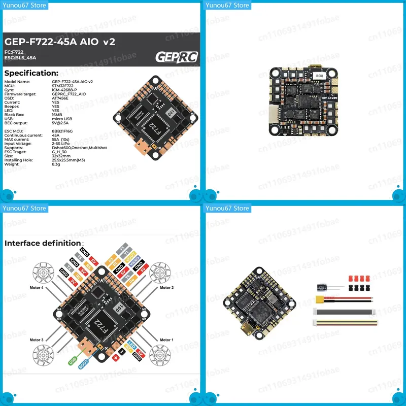 Drone Racing Esc - GEPRC GEP-F722-45A AIO V2 Flugcontroller 45A